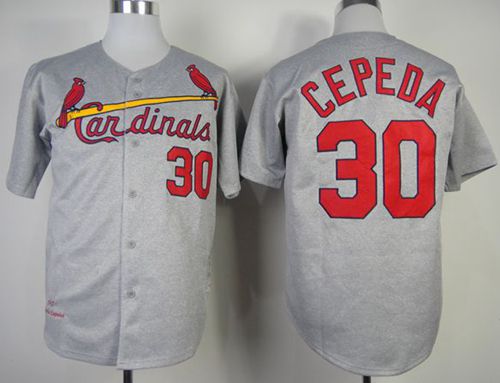Mitchell And Ness 1967 Cardinals #30 Orlando Cepeda Grey Throwback Stitched MLB Jersey - Click Image to Close
